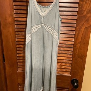 Dusty blue dress with lace details worn once